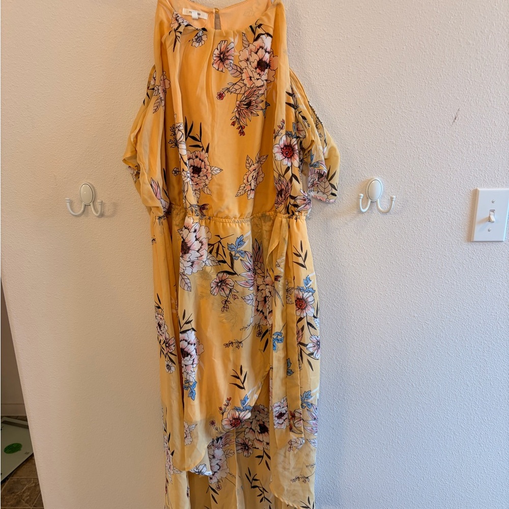 Maurices Yellow Floral high low dress